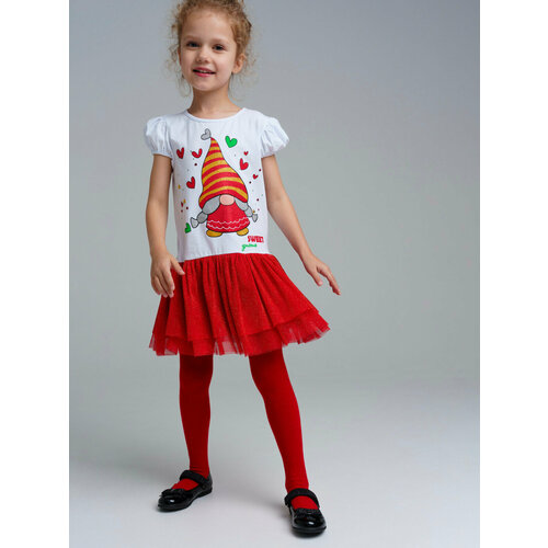 Платье playToday, размер 104, красный школьный фартук playtoday размер 104 красный