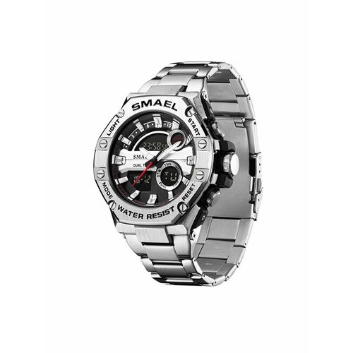 Наручные часы SMAEL SM8090SILVER, серебряный, черный часы smael мужские кварцевые водонепроницаемые брендовые спортивные с резиновым ремешком с хронографом