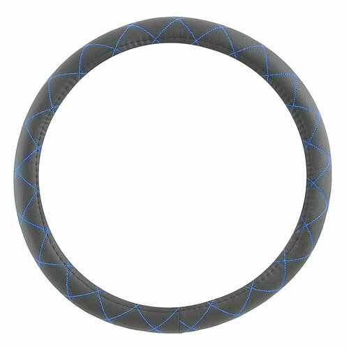 Оплетка на рулевое колесо PRIME CAR экокожа спонж черный ромб размер М 38 см 361265