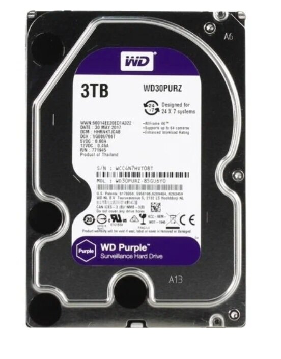 Жесткий диск Western Digital WD Purple 3 ТБ WD30PURZ