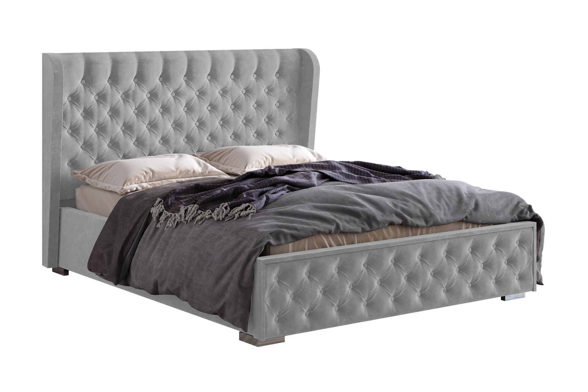 фото Кровать BTS Франческа серая 187x212.5x125 см