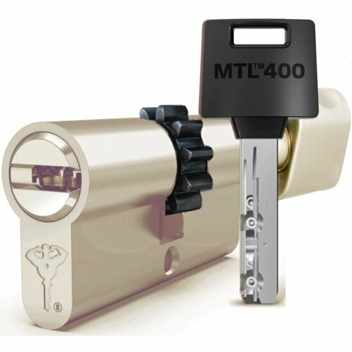 Цилиндр Mul-t-lock MTL-400 с перекодировкой (4+1+1)кл. 76 ТШ (33x43Тмм) , латунь, ключ-вертушка, шестеренка