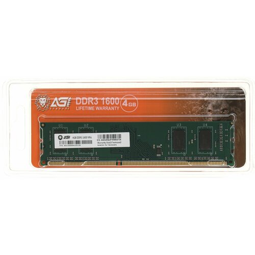 Память DDR3 4GB 1600MHz AGi AGI160004UD128 UD128 RTL PC4-12800 DIMM 240-pin 12В Ret 148600₽