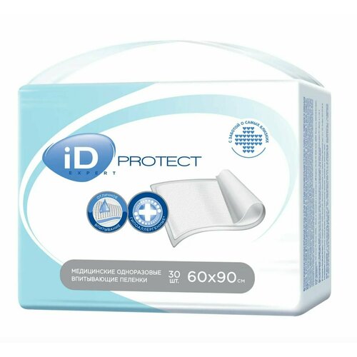 Пеленки одноразовые 60х90 30 шт iD Protect Expert 730₽