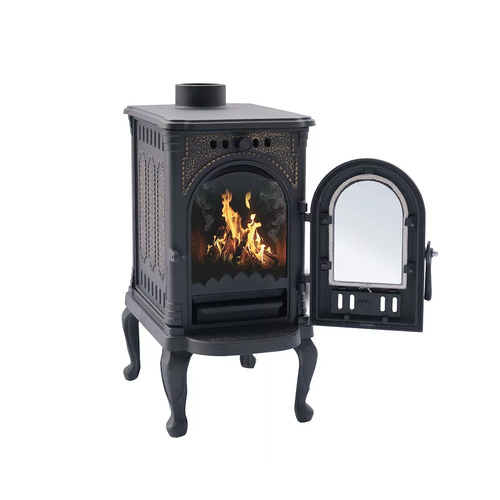 Печь-камин Волга чугунная 6 кВт d115 мм, до 120 м3