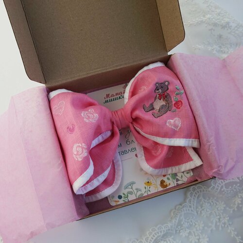 Бант для волос с вышивкой для девочки, бант для девочки