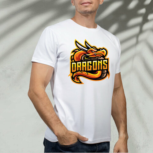 Футболка, размер 48 (М), оранжевый, черный, желтый