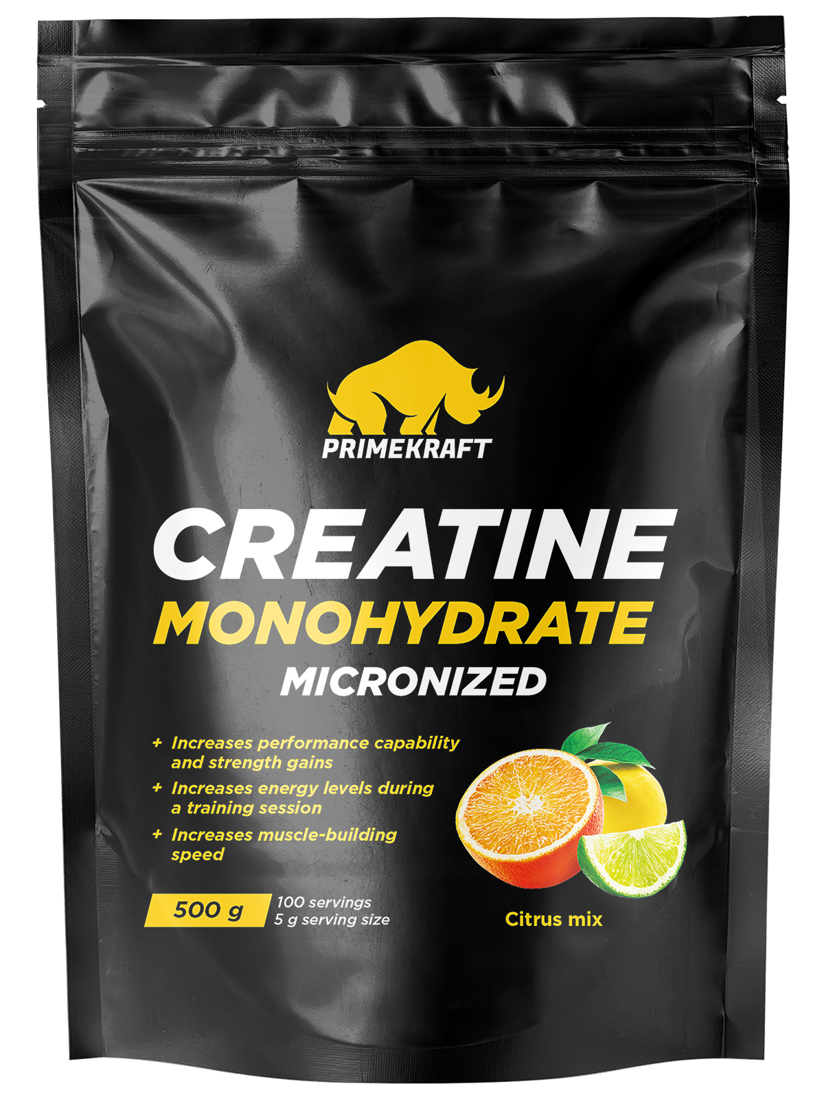 Креатин Моногидрат PRIMEKRAFT Creatine Monohydrate Micronized citrus mix (цитрусовый микс) 500 гр / 100 порций