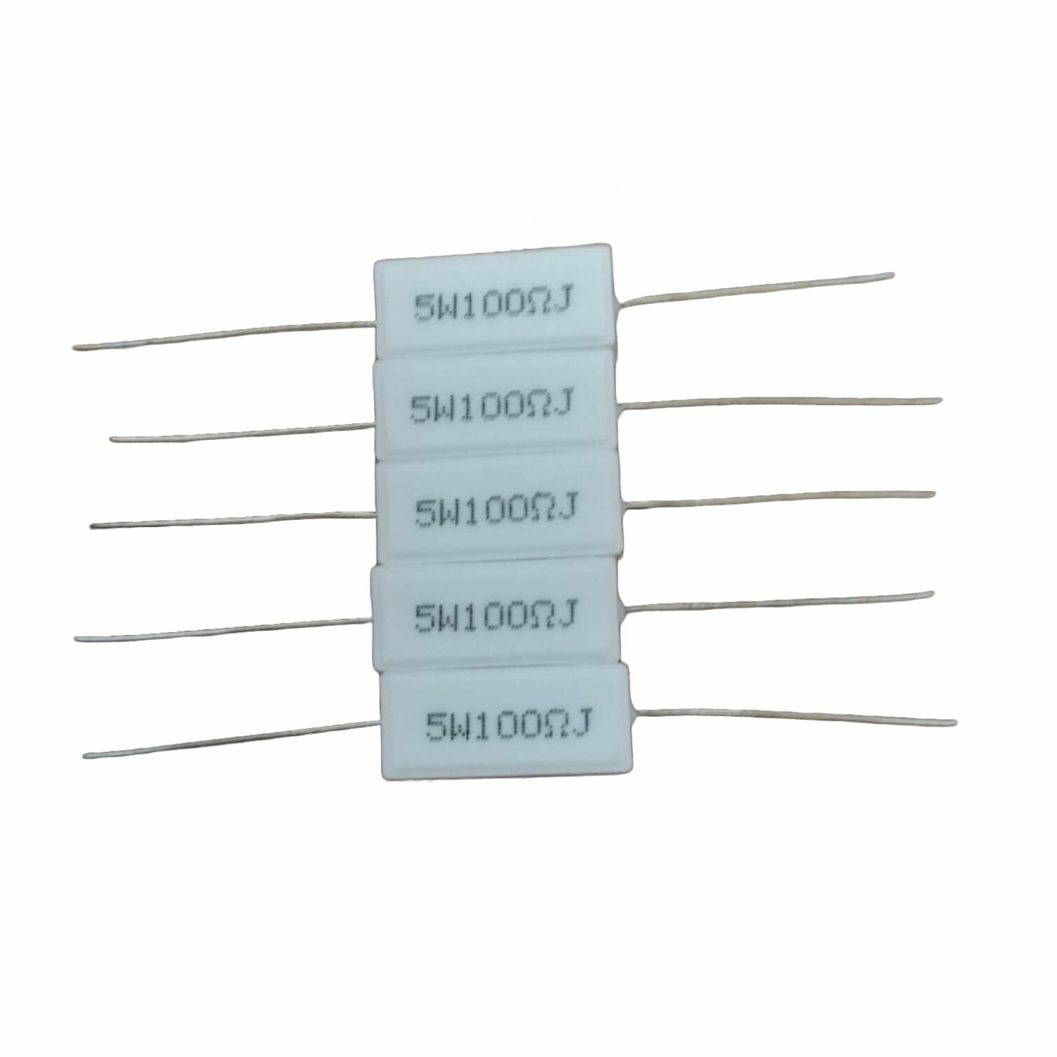 Резистор проволочный мощный (цементный) SQP 5 Вт 100 Ом 5W100RJ - 5 штук