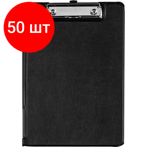 Комплект 50 штук, Папка-планшет A5 с верх. створкой, черный папка планшет bantex 4212 a5 с верх створкой черный россия