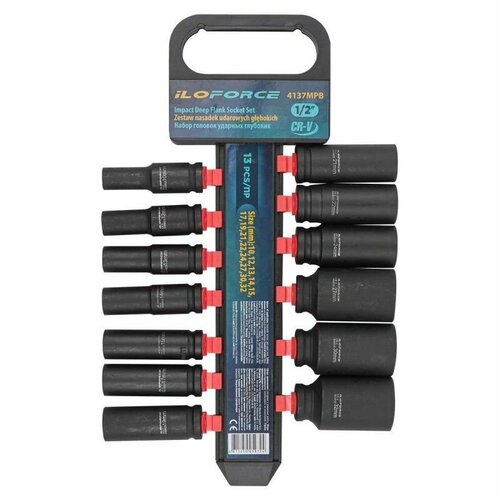 Набор головок ударных глубоких13предметов,1/2', на пластиковом держателе