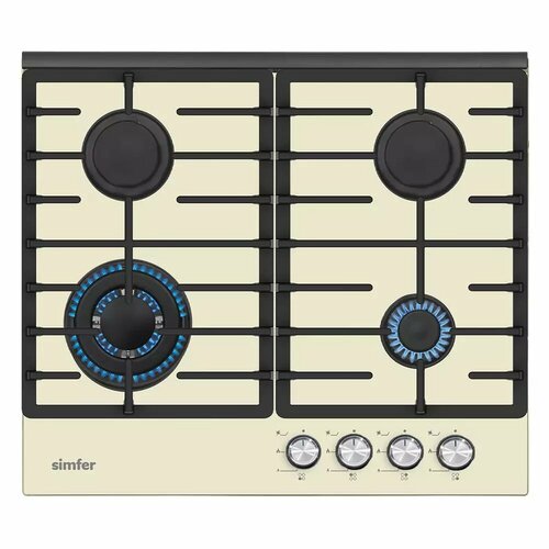 Газовая варочная поверхность Simfer H60H41J570 газ-контроль WOK конфорка чугунные решетки бежевое стекло 2299000₽