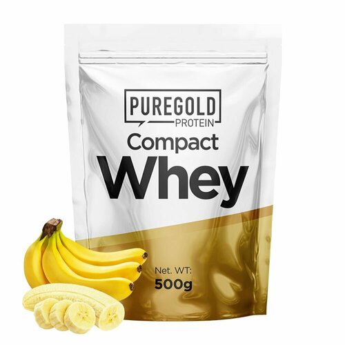 Сывороточный протеин с аминокислотами Pure Gold Protein Compact Whey, 500г (Банан-сливки) / для набора мышечной массы и похудения