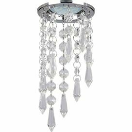 Ecola MR16 CR1001 GU5.3 Glass Стекло Круг с продолговатыми хруст. на подвесе«под скос»Прозрачный/Хром