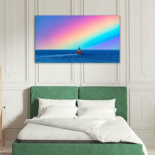 Картина на холсте 60x110 LinxOne "Корабль радуга море" интерьерная для дома / на стену / на кухню / с подрамником