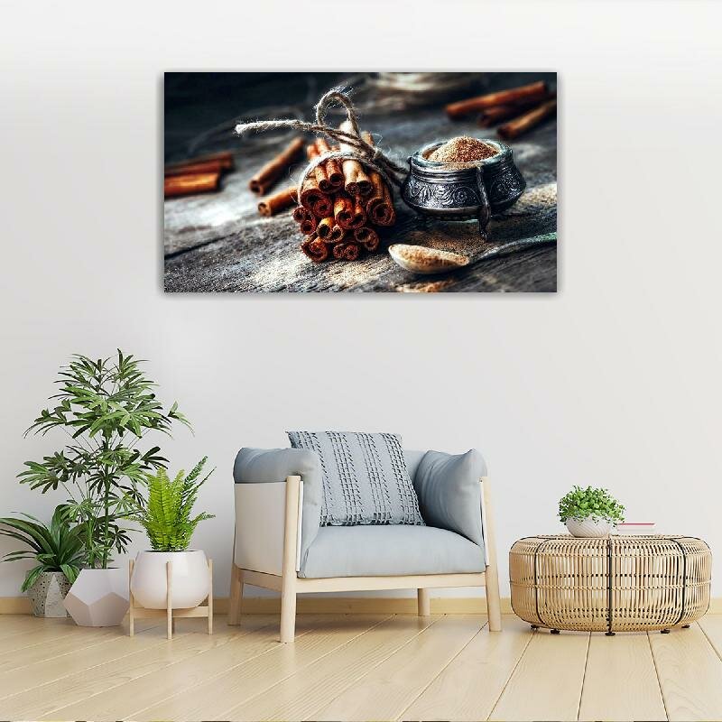 Картина на холсте 60x110 Альянс Лес "Wood корицa пряности палочки" на подрамнике / интерьер/ декор