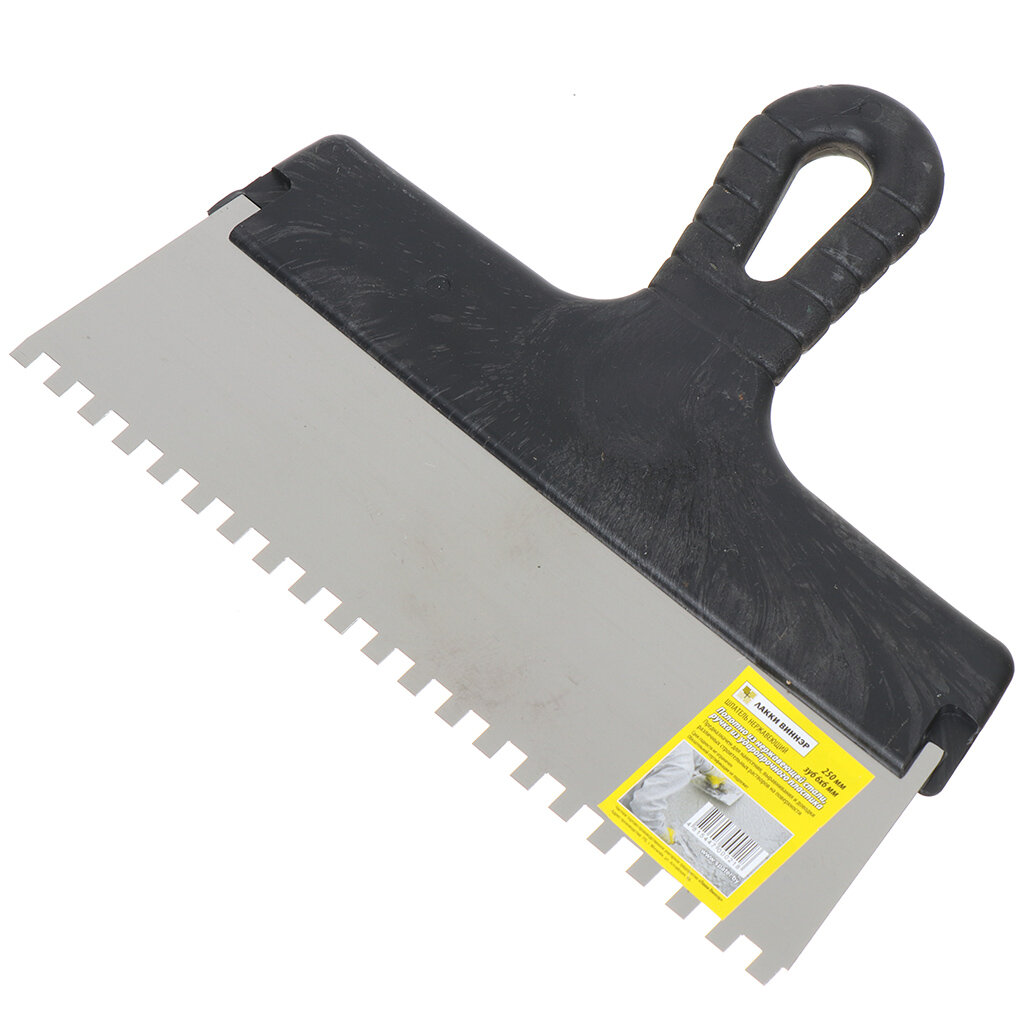 фото Шпатель для клея зубчатый из нержавеющей стали, 6х6 мм, 25 зубцов