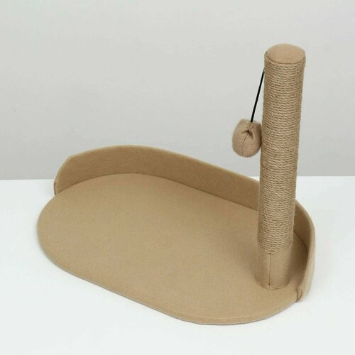 Лежанка с когтеточкой Дарэленд, фетровая, овальная 55 х 36 х 47см, бежевая, джут