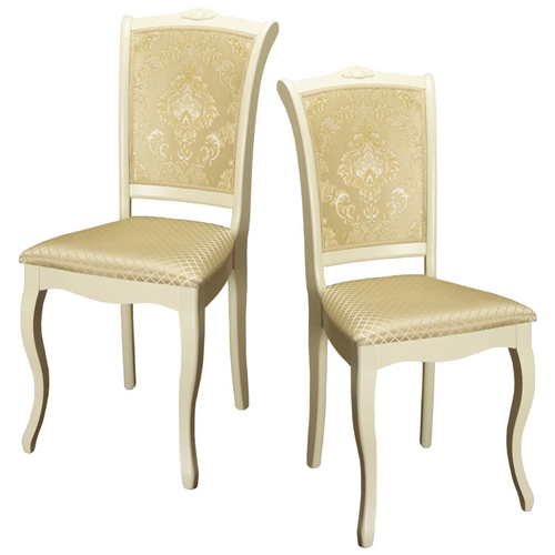 Стул деревянный мягкий со спинкой для кухни и гостиной, Красный Холм С-7 тон 308 крем эмаль, ткань вивальди ромб 02