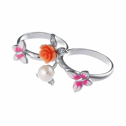 фото Кольцо element47, серебро, 925 проба, жемчуг, размер 17.75