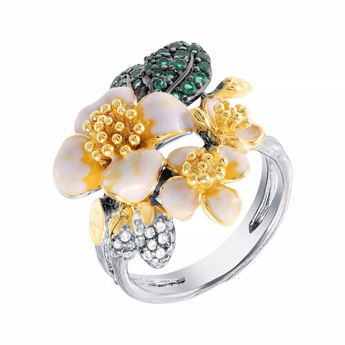 фото Кольцо element47, серебро, 925 проба, топаз, размер 17