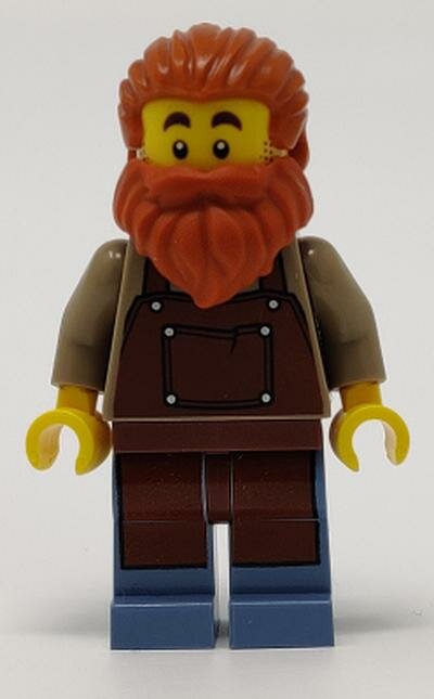 Минифигурка Лего Lego idea082 Blacksmith - Male, Reddish Brown Apron, Dark Orange Beard