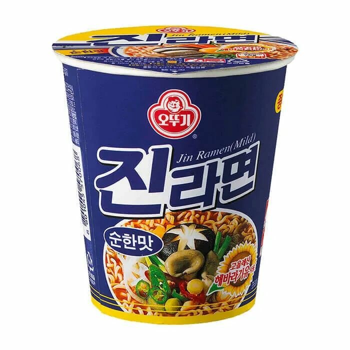 Лапша быстрого приготовления Оттоги Джин Рамен (неострый вкус), Южная Корея, 1 чашка по 65 гр