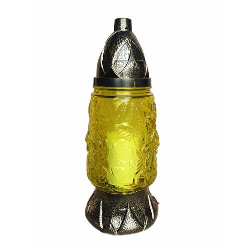 Лампада стеклянная Роза с крышкой h-25,5 см желтая неугасимая лампада со свечой стеклянная 10 5 х 5 5 см фиолетовая 1 шт