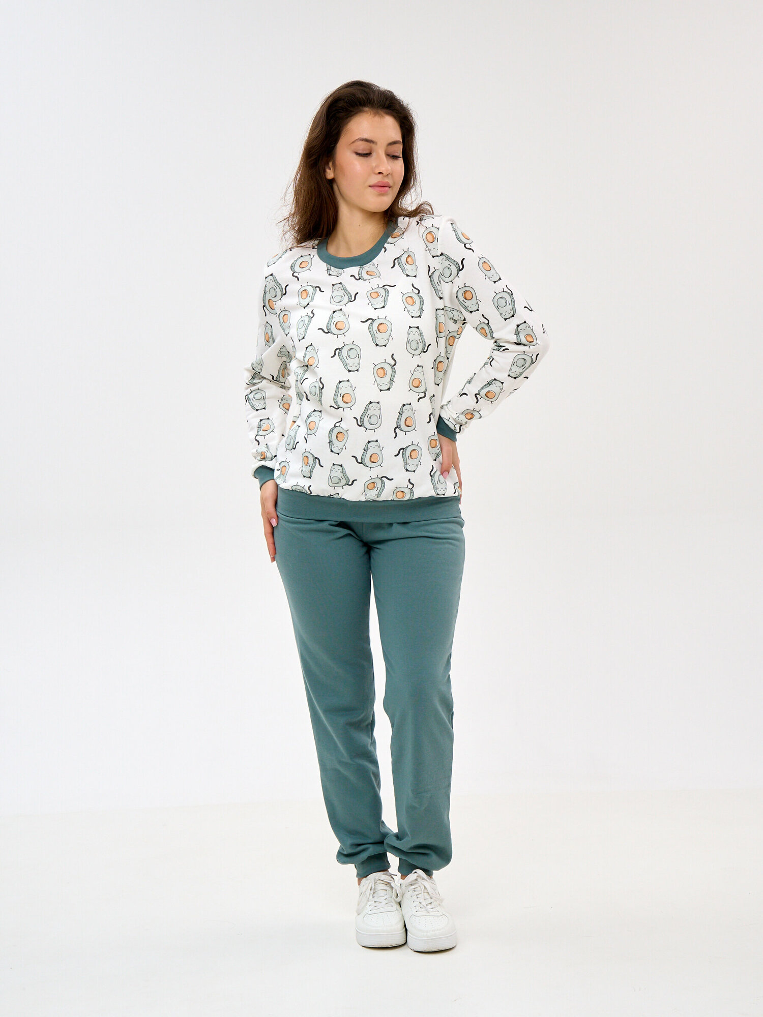 Пижама Монотекс, размер 52, белый, зеленый - фотография № 4