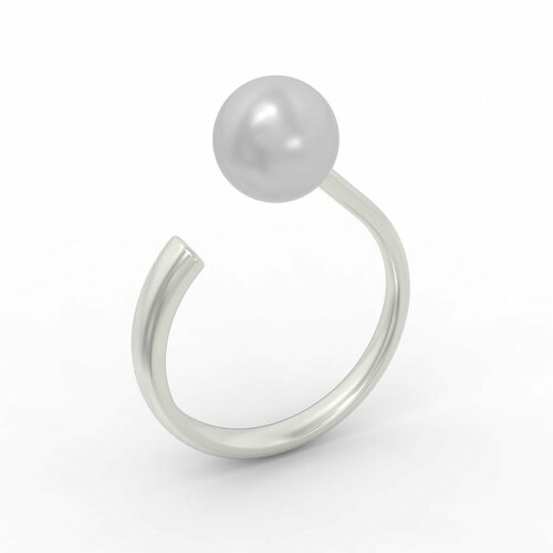 фото Кольцо, серебро, 925 проба, родирование, жемчуг имитация, серебряный ajewelry