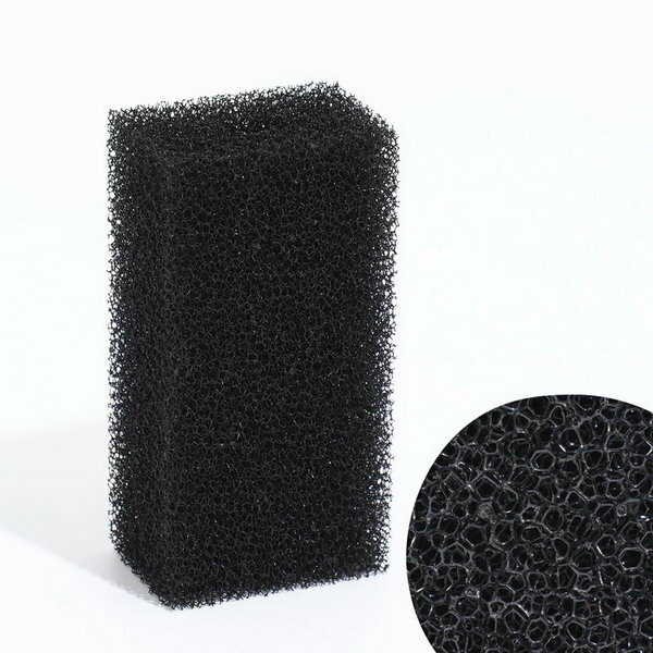 Губка прямоугольная для фильтра № 2, ретикулированная 30 PPI, 6 x 4 x 11 см, черная