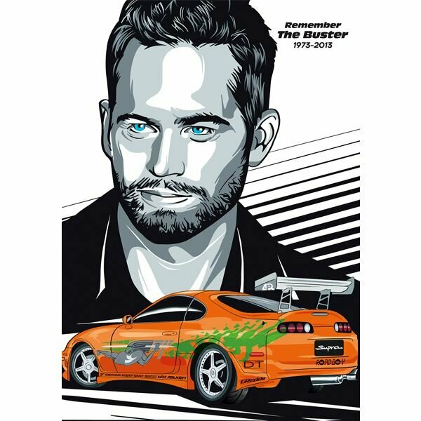 Постер Форсаж Пол Уокер А3 супра (Fast & Furious/Paul Walker SUPRA) глянцевый