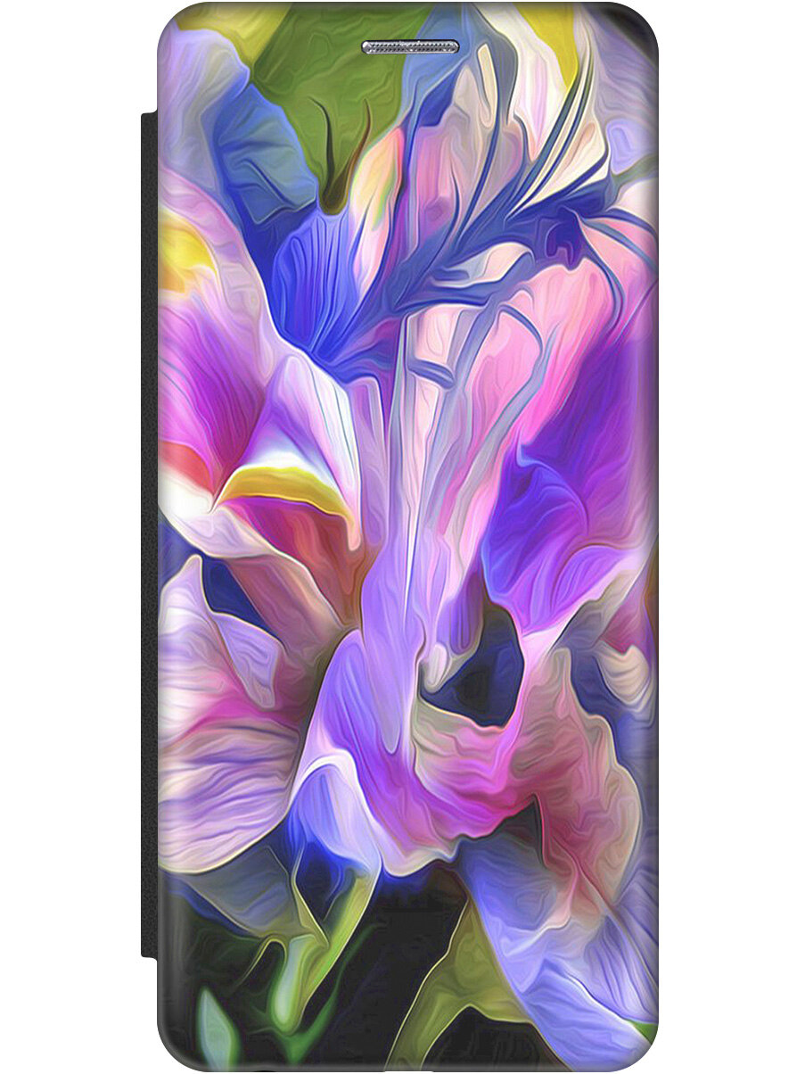 Чехол-книжка на Xiaomi Redmi Go, Сяоми Редми Го с 3D принтом "Цветочная абстракция" черный