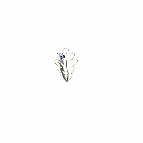 Серьги пусеты CORDE Серебряная серьга-пусета оригами дубовый листок с натуральным сапфиром, серебро, 925 проба, родирование, сапфир, размер/диаметр 8 мм, серебряный