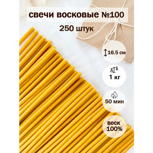 Свечи церковные восковые освященные№100(250шт/50мин) желтый