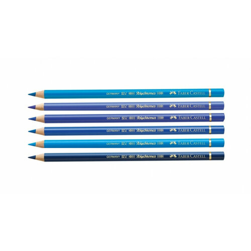 Faber-Castell Комплект цветных карандашей Polychromos 6 цв, синие № 110, 120, 143, 144, 152, 246