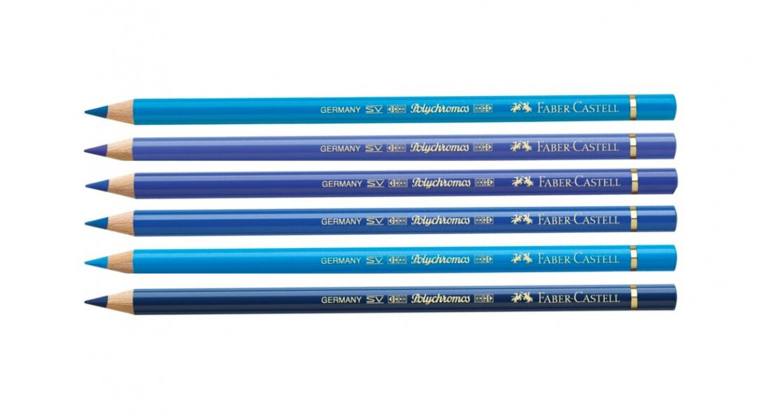 Faber-Castell Комплект цветных карандашей "Polychromos" 6 цв, синие № 110, 120, 143, 144, 152, 246