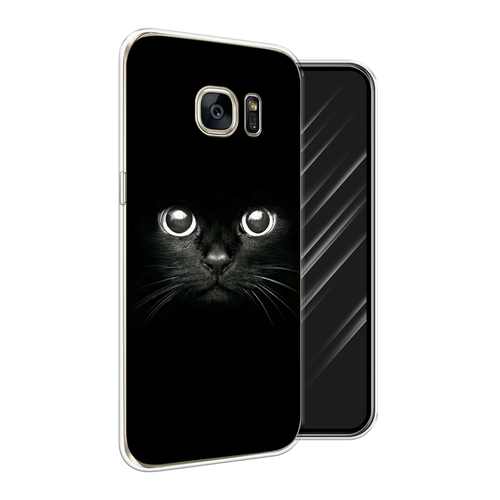 Силиконовый чехол на Samsung Galaxy S7 / Самсунг Галакси S7 Взгляд черной кошки
