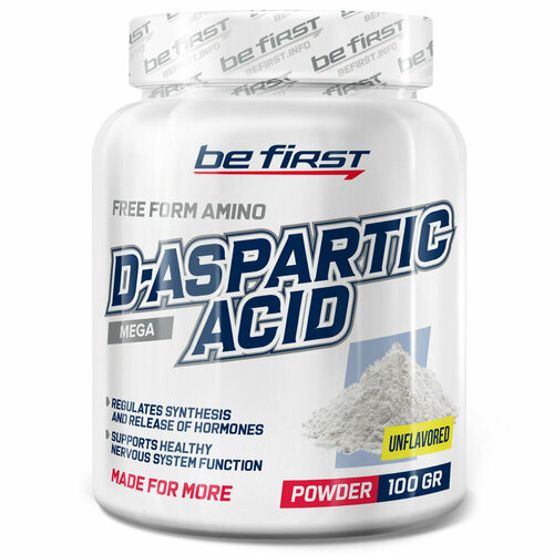 Аспарагиновая кислота (DAA) Be First D-Aspartic Acid powder (д-аспарагиновая кислота) 100 гр 100 г, Нейтральный be first d aspartic acid powder 100г