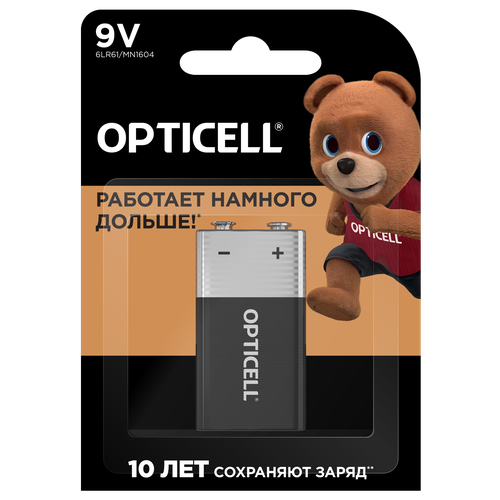 Батарейки OPTICELL Basic 9V 1шт батарейка крона 6lr61 opticell 1 шт