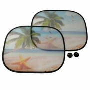 Шторки солнцезащитные на боковые стекла 2шт. размер 44х36см, дизайн: пляж