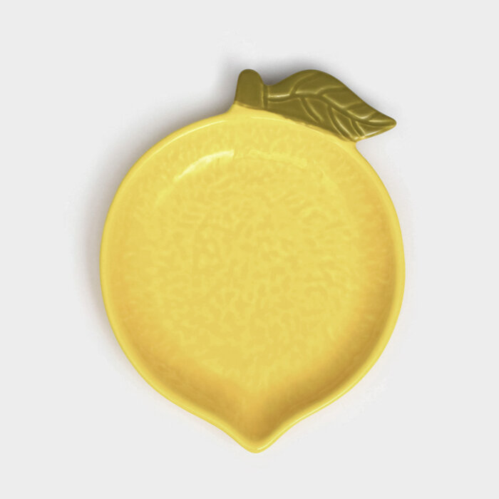 Керамика ручной работы Тарелка керамическая "Лимон", плоская, желтая, 19 см, 1 сорт, Иран