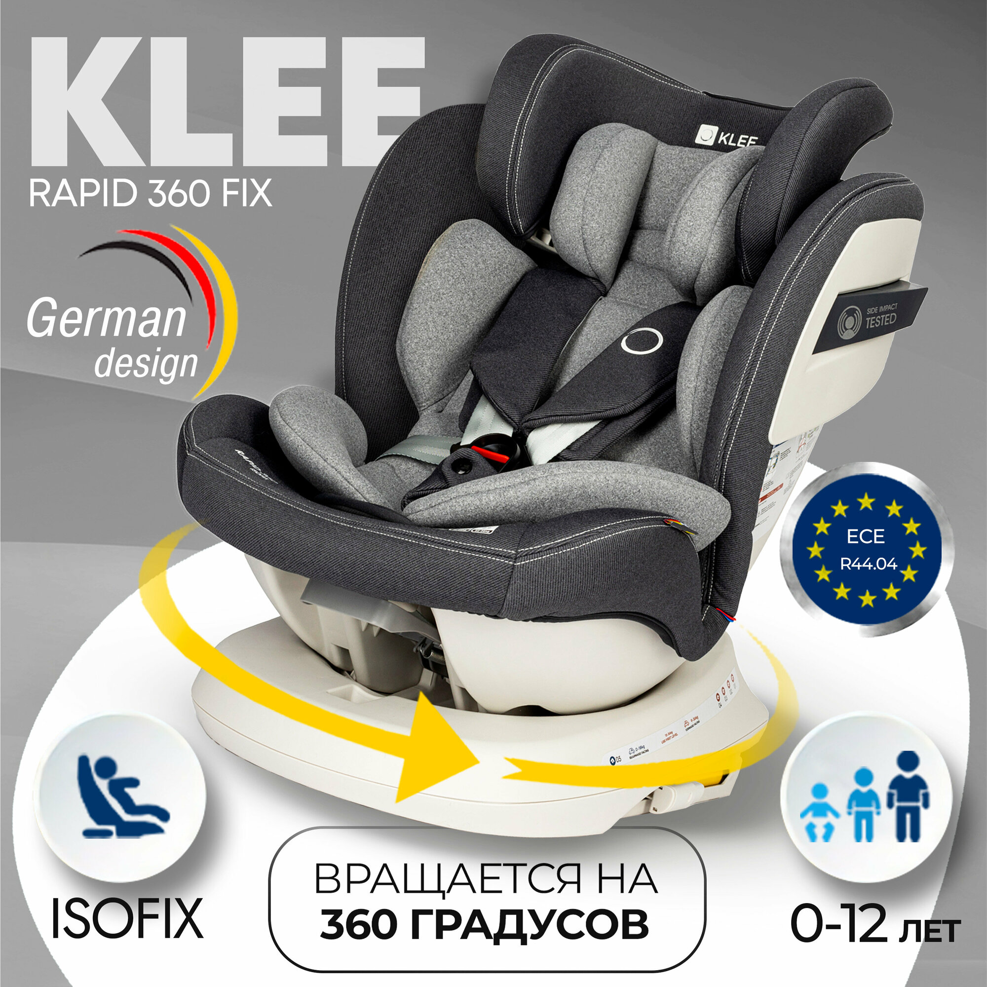 KLEE Rapid 360 Fix Deep Blue автокресло от 0 до 36 кг с Isofix