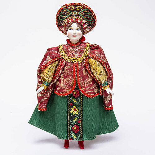 Фарфоровая кукла в русском костюме Акулина 20 см