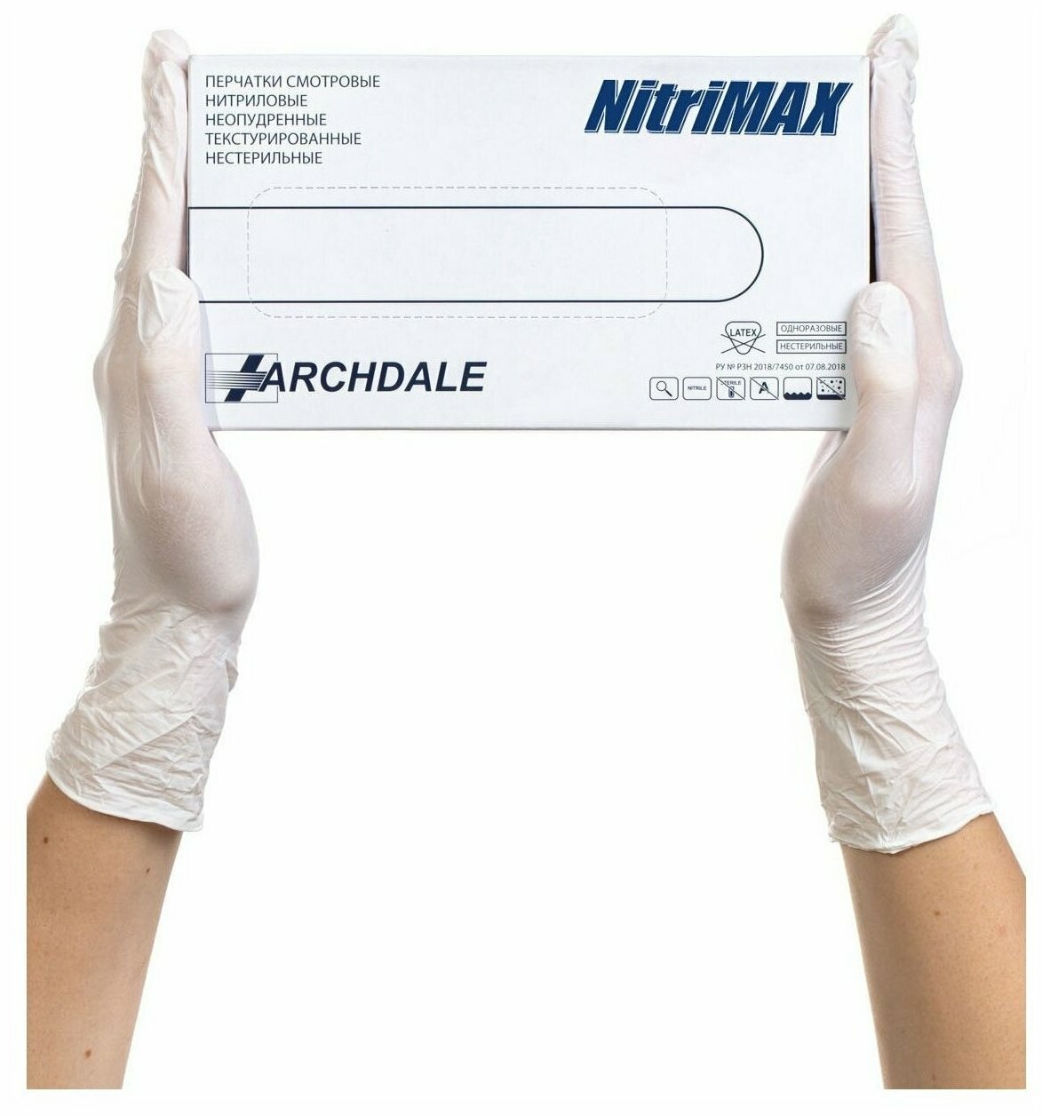 Перчатки NitriMax Нитриловые неопудренные белые 100шт размер S