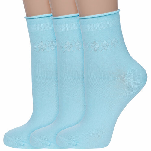 фото Носки rusocks, 3 пары, размер 23-25, бирюзовый