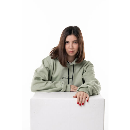 фото Толстовка f. r. o. m. знаешь ли ты?, размер 44/50, зеленый