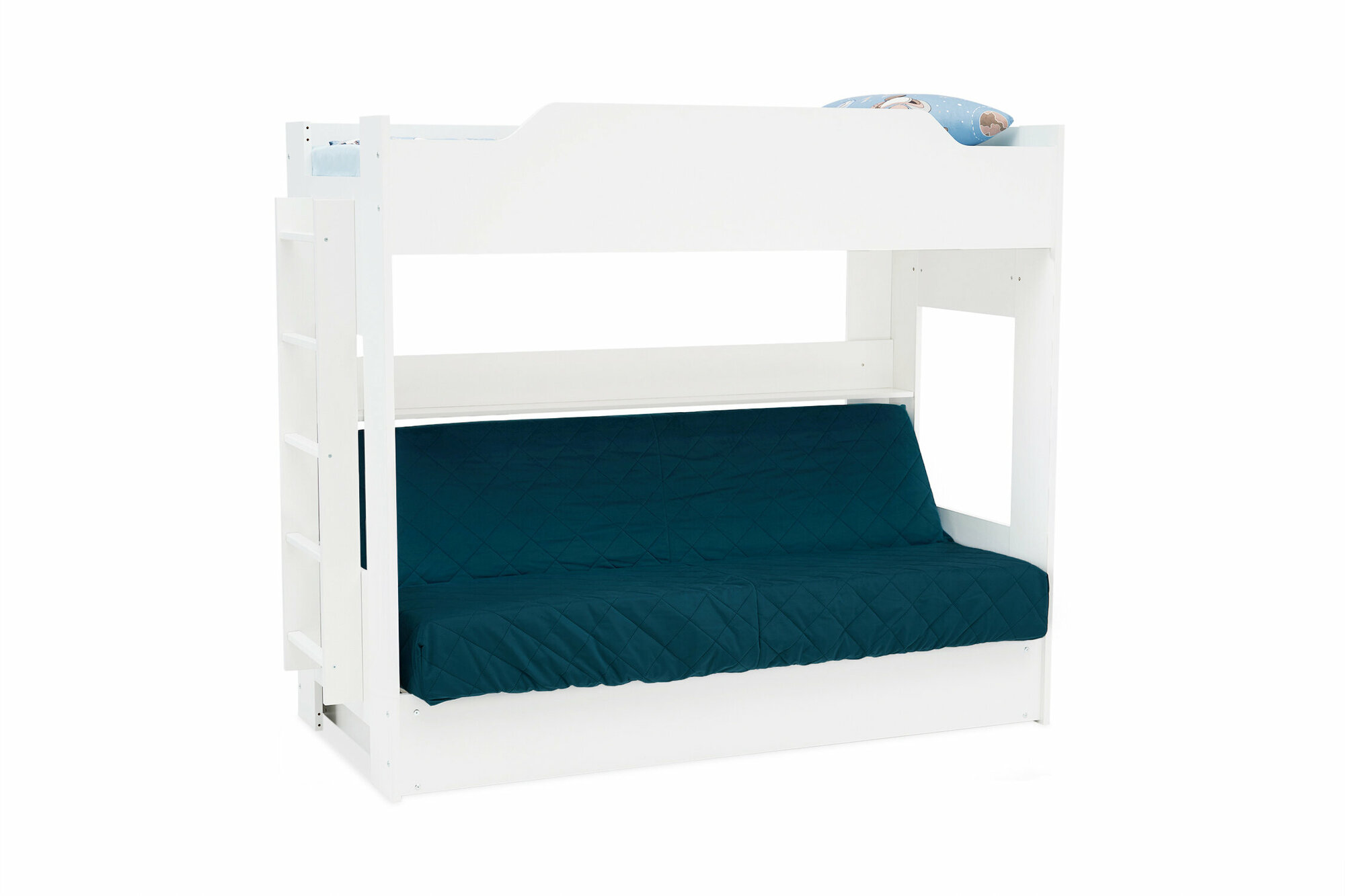 Кровать двухъярусная Боровичи-Мебель с диван-кроватью; пружинный блок Боннель; зеленый / белый 205x110x173 см