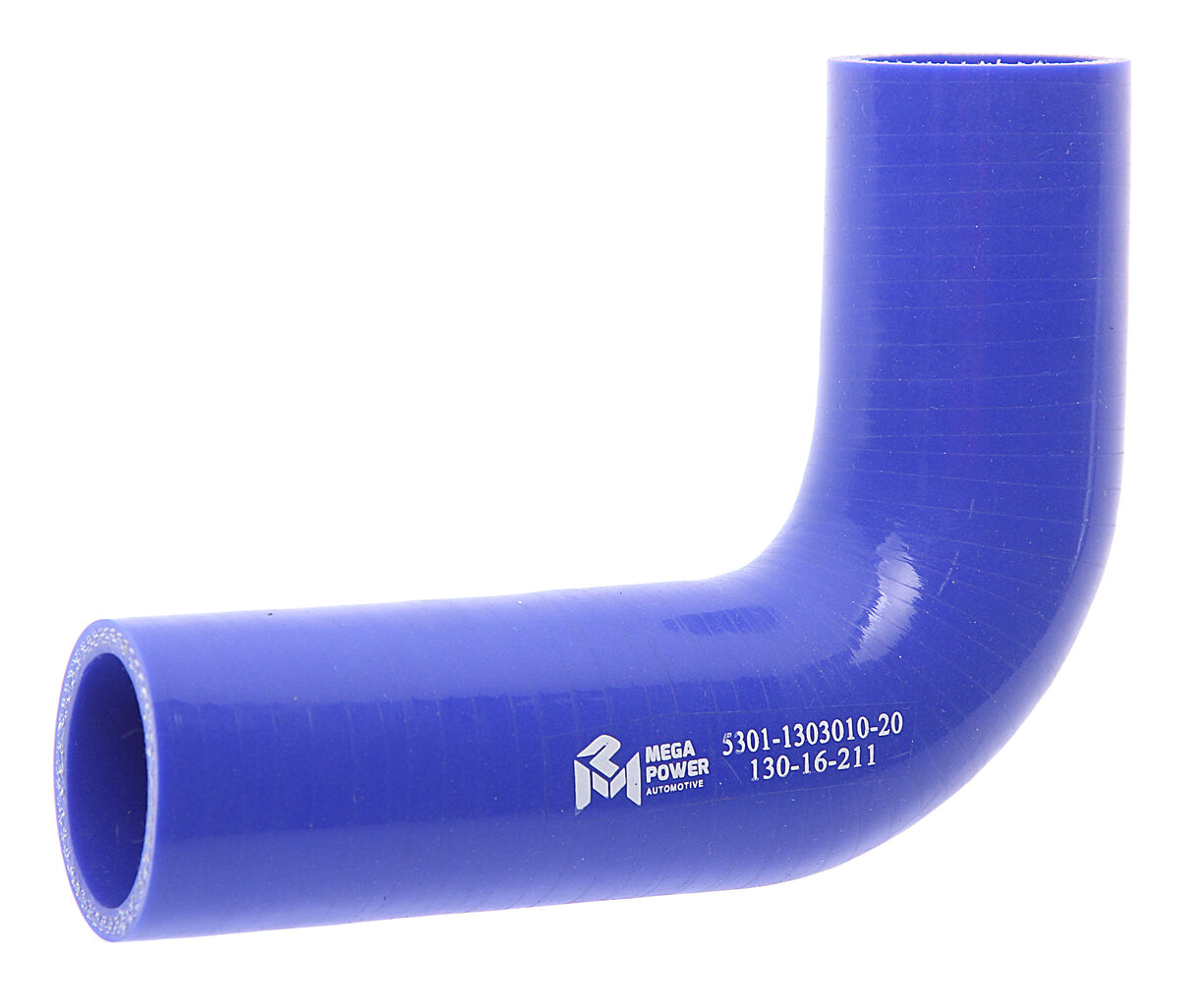 фото Патрубок ЗИЛ-5301 радиатора нижний но (L_130х120мм, d_38) силикон, MEGAPOWER 13016211 (1 шт.)