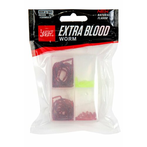 Насадки искусственные съедобные Lucky John Pro Series Extra Blood Worm/Maggot мотыль/опарыш MIX2 240/30 шт. мотыль искусственный